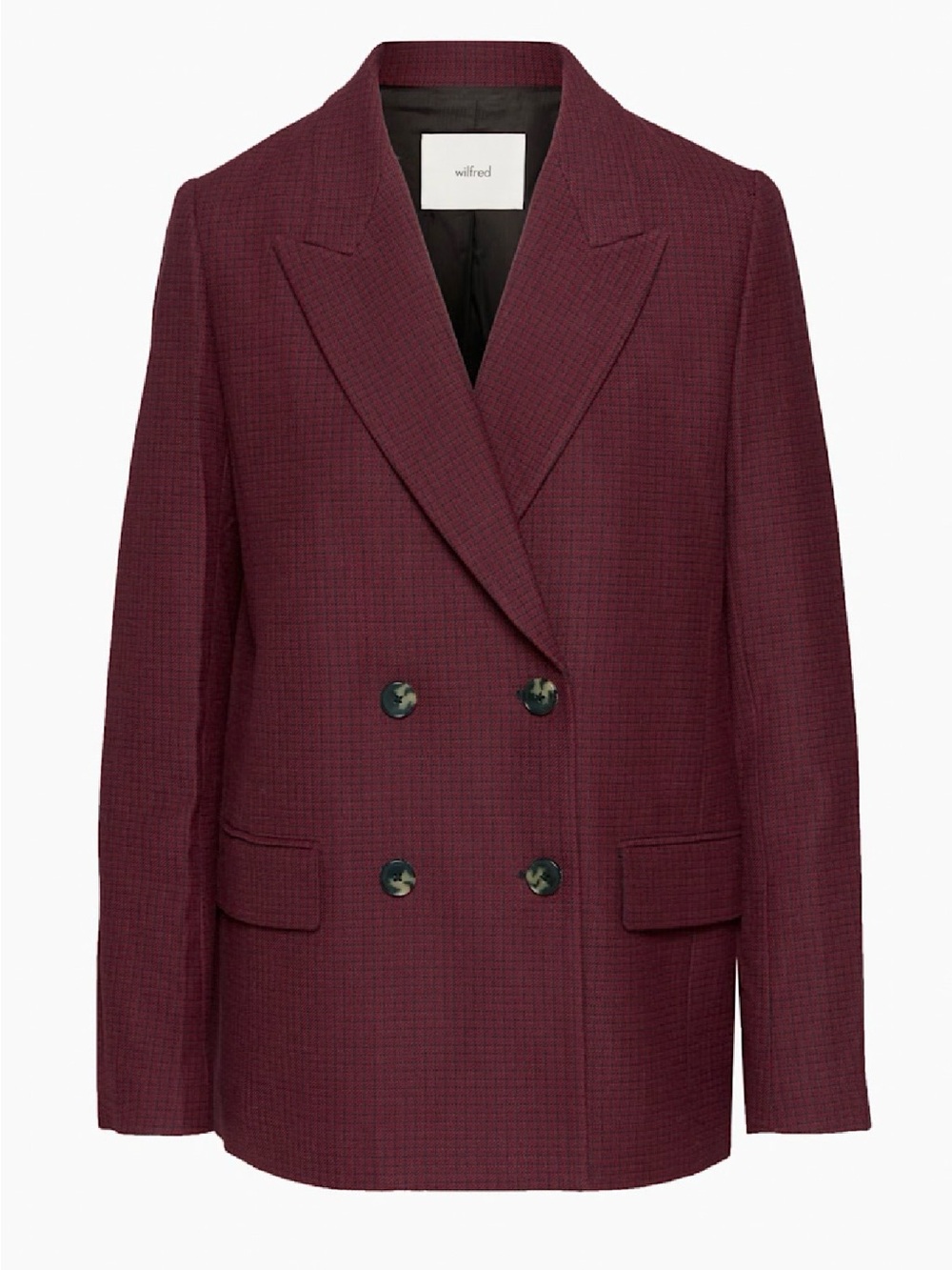 Aritzia Wilfred Destiny Blazer in Claudine Spiced Burgundy/Black Oversized Sz 00